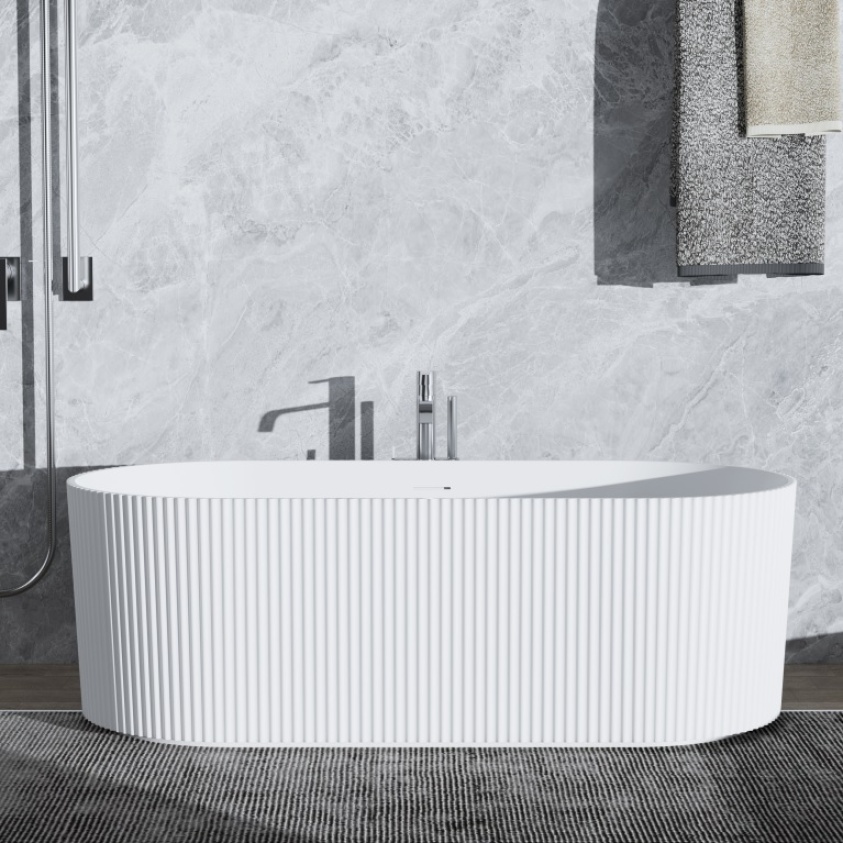 Product Lifestyle Image of Camden 1500mm Rippled Double Ended Freestanding Bath in Gloss White - CAMDEFB1500